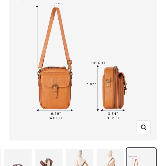 Minooy leather travel crossbody with security zippers - Picture 11 of 11